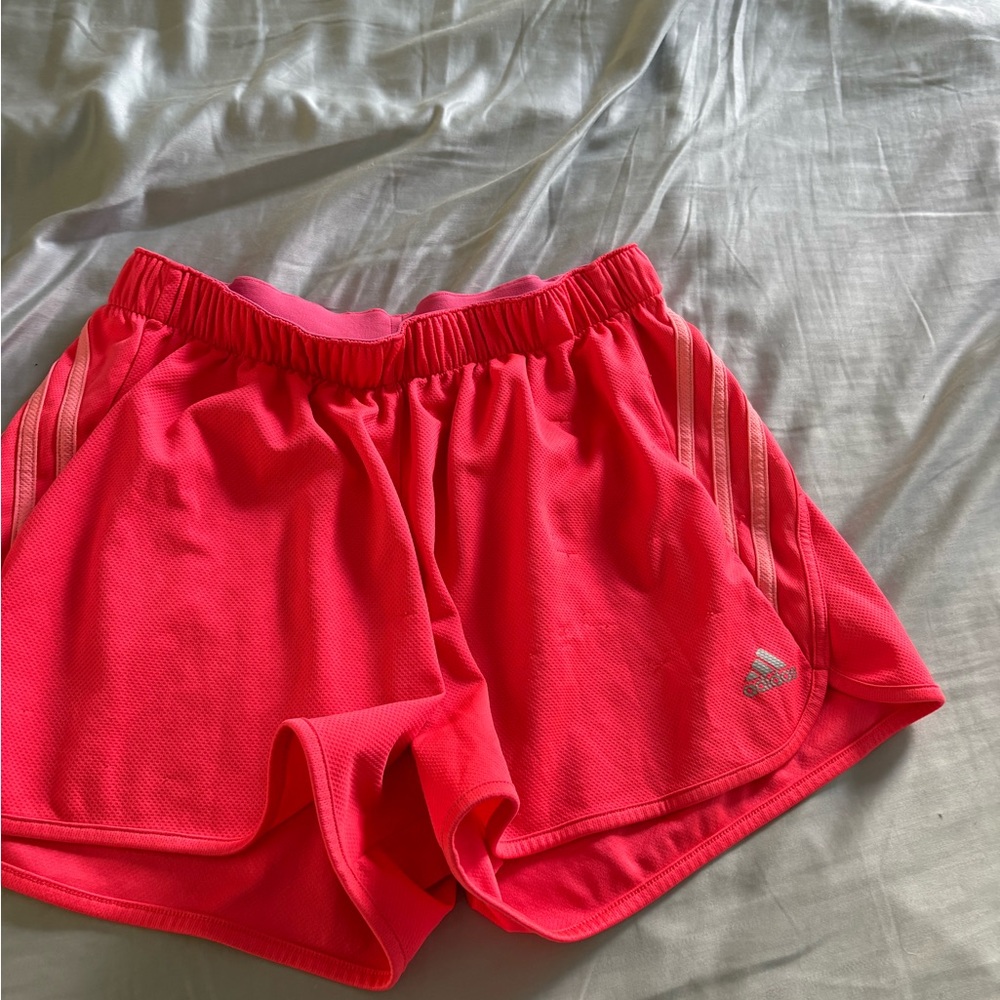 Adidas Pink Athletic Shorts Lightweight Elastic Waist